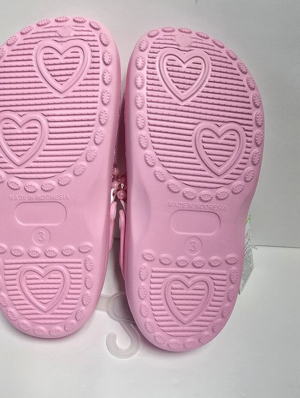 NWT Kids First Steps Pink Jelly Heart Detail Clogs Size 3